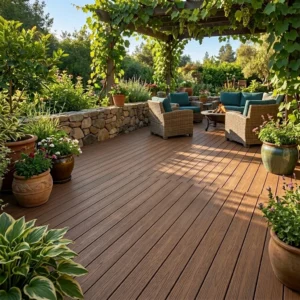 WPC outdoor decking board, 150×25mm walnut grain